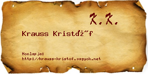 Krauss Kristóf névjegykártya